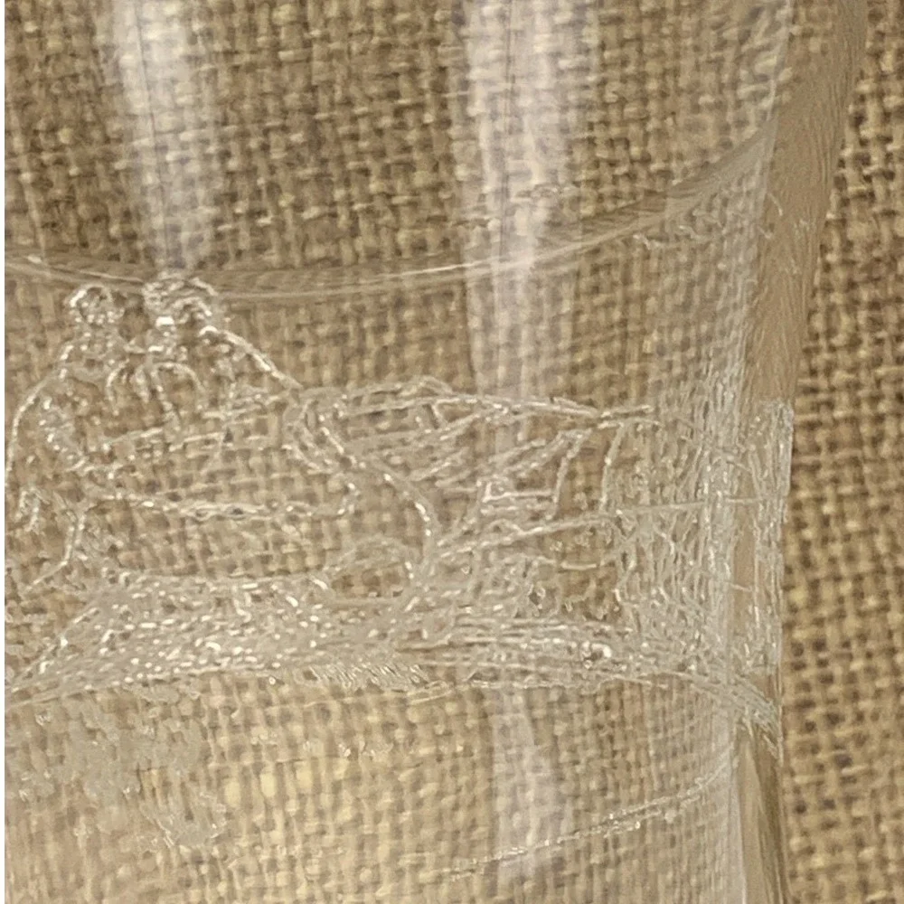 2 Clear Glass Candle Holders Votives Etched Scenic Design Vintage Home Interiors - Picture 2 of 8